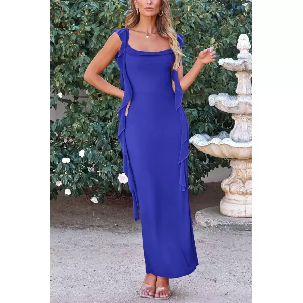 imagePRETTYGARDEN Womens Summer Long Formal Wedding Guest Dress Sleeveless Ruffle Cocktail Party Maxi Bodycon DressesRoyal Blue