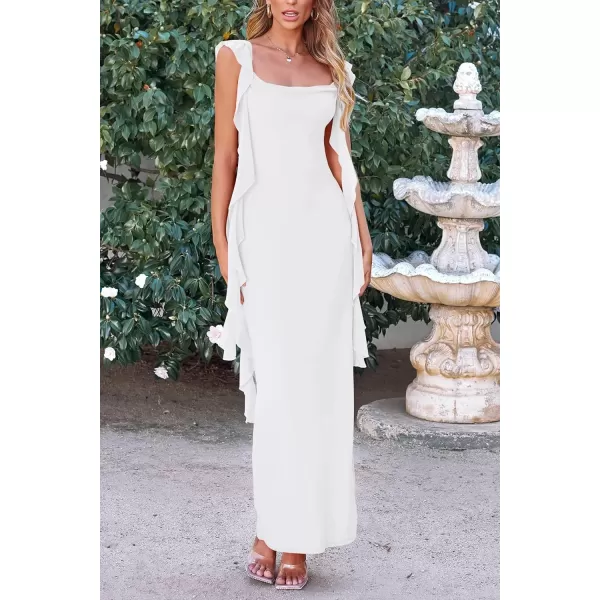 imagePRETTYGARDEN Womens Summer Long Formal Wedding Guest Dress Sleeveless Ruffle Cocktail Party Maxi Bodycon DressesWhite