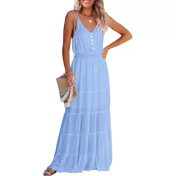 imagePRETTYGARDEN Womens Casual Summer Dress Spaghetti Strap Sleeveless High Waist Beach Long Maxi Sun DressesLight Blue