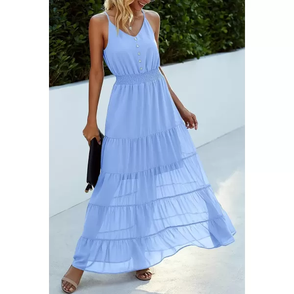 imagePRETTYGARDEN Womens Casual Summer Dress Spaghetti Strap Sleeveless High Waist Beach Long Maxi Sun DressesLight Blue
