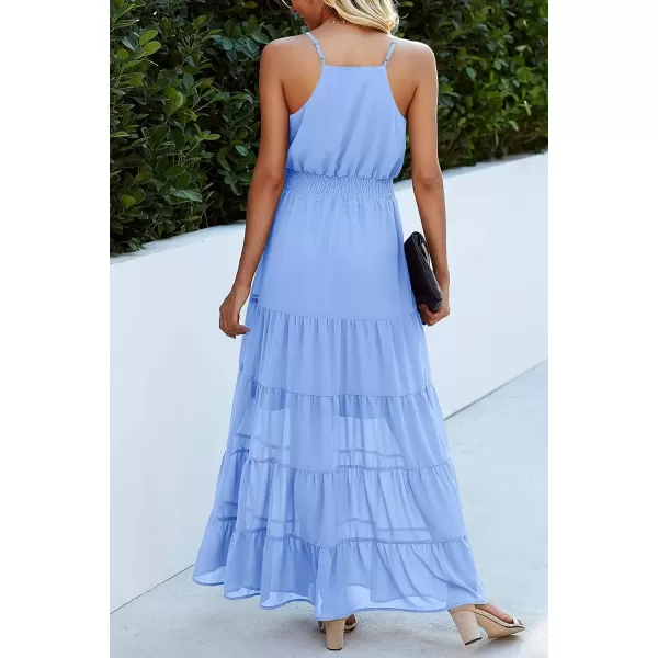 imagePRETTYGARDEN Womens Casual Summer Dress Spaghetti Strap Sleeveless High Waist Beach Long Maxi Sun DressesLight Blue