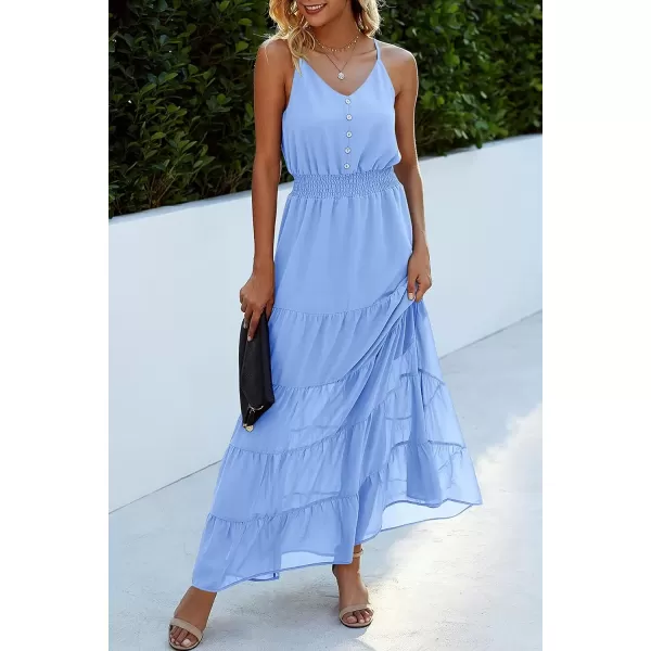 imagePRETTYGARDEN Womens Casual Summer Dress Spaghetti Strap Sleeveless High Waist Beach Long Maxi Sun DressesLight Blue
