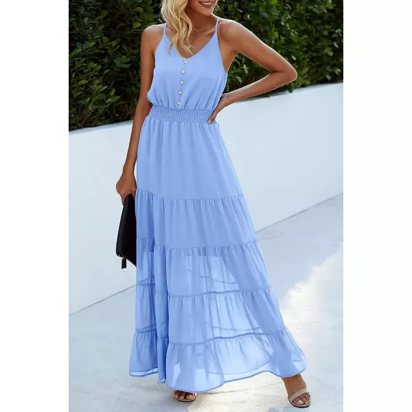 imagePRETTYGARDEN Womens Casual Summer Dress Spaghetti Strap Sleeveless High Waist Beach Long Maxi Sun DressesLight Blue
