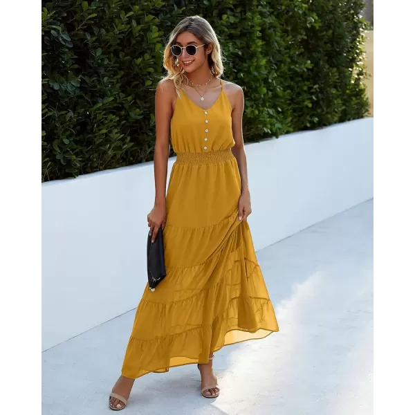 imagePRETTYGARDEN Womens Casual Summer Dress Spaghetti Strap Sleeveless High Waist Beach Long Maxi Sun DressesYellow