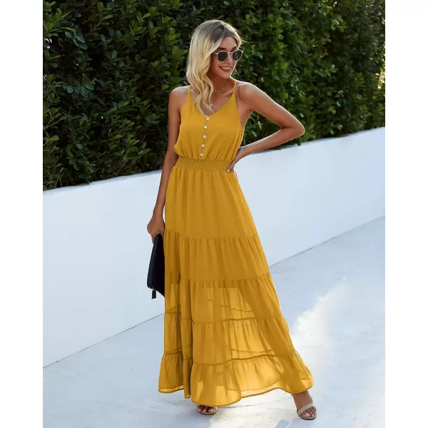 imagePRETTYGARDEN Womens Casual Summer Dress Spaghetti Strap Sleeveless High Waist Beach Long Maxi Sun DressesYellow