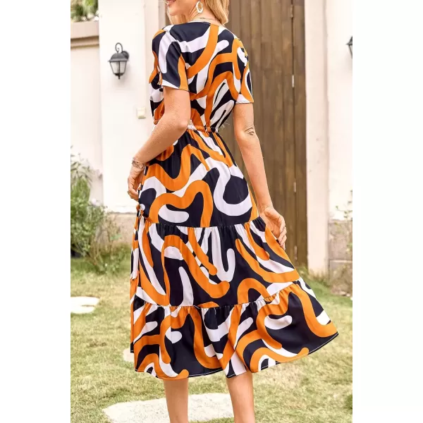 imagePRETTYGARDEN Womens Floral Boho Dress Casual Short Sleeve V Neck Ruffle Tiered 2024 Summer Swing Maxi DressesPrint Yellow White