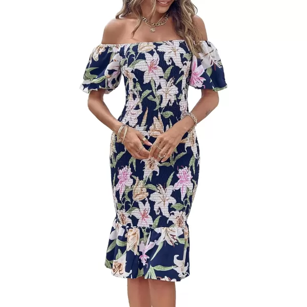 Floral Navy White