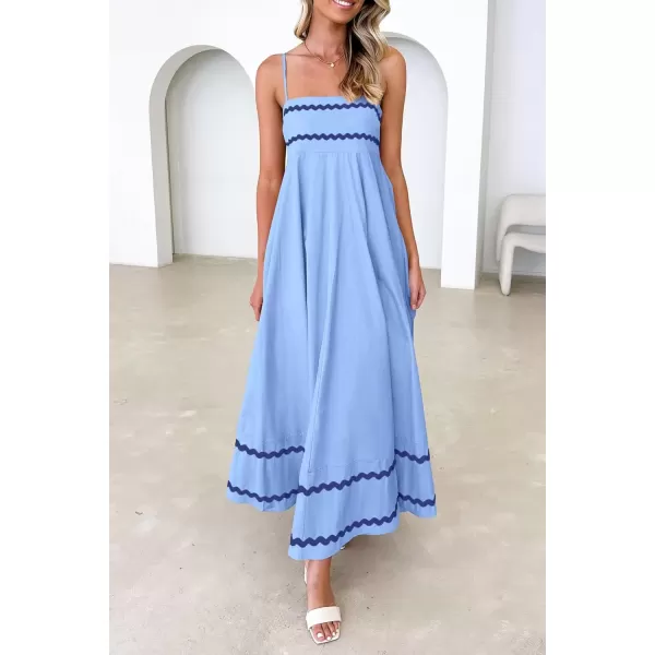 imagePRETTYGARDEN Womens 2024 Summer Flowy Maxi Dress Casual Sleeveless Spaghetti Strap Ruffle Beach Long DressesLight Blue