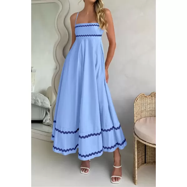 imagePRETTYGARDEN Womens 2024 Summer Flowy Maxi Dress Casual Sleeveless Spaghetti Strap Ruffle Beach Long DressesLight Blue