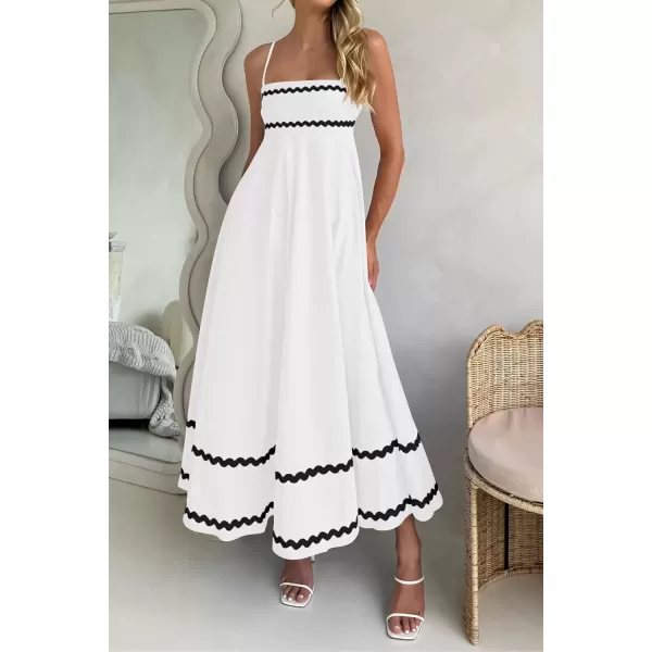 imagePRETTYGARDEN Womens 2024 Summer Flowy Maxi Dress Casual Sleeveless Spaghetti Strap Ruffle Beach Long DressesWhite