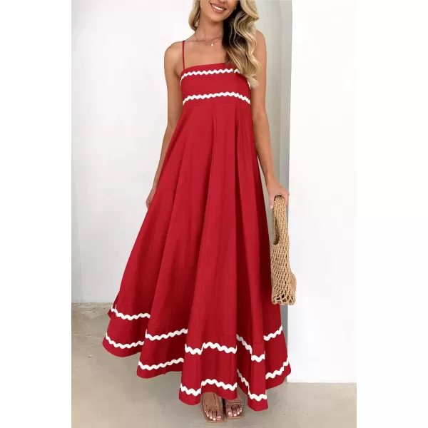 imagePRETTYGARDEN Womens 2024 Summer Flowy Maxi Dress Casual Sleeveless Spaghetti Strap Ruffle Beach Long DressesWine Red