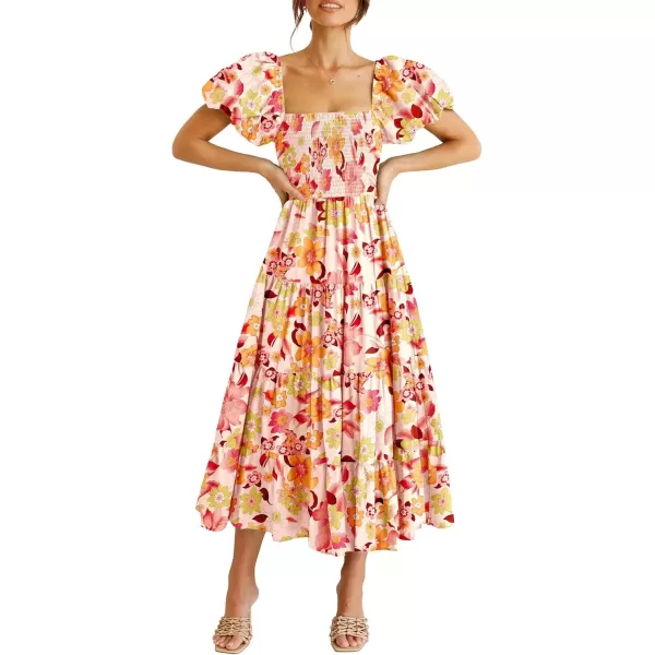 Floral Orange Red