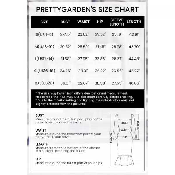 imagePRETTYGARDEN Womens Long Puff Sleeve Floral Midi Bodycon Dresses Square Neck Ruffle Mermaid Smocked DressBlue White