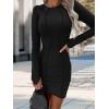 imagePRETTYGARDEN Womens 2024 Fall Bodycon Mini Dresses Casual Long Sleeve Solid Color Short Tight Ladies Party Club Fashion DressBlack
