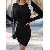 imagePRETTYGARDEN Womens 2024 Fall Bodycon Mini Dresses Casual Long Sleeve Solid Color Short Tight Ladies Party Club Fashion DressBlack