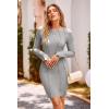 imagePRETTYGARDEN Womens 2024 Fall Bodycon Mini Dresses Casual Long Sleeve Solid Color Short Tight Ladies Party Club Fashion DressGrey