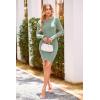 imagePRETTYGARDEN Womens 2024 Fall Bodycon Mini Dresses Casual Long Sleeve Solid Color Short Tight Ladies Party Club Fashion DressGrey Green