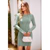 imagePRETTYGARDEN Womens 2024 Fall Bodycon Mini Dresses Casual Long Sleeve Solid Color Short Tight Ladies Party Club Fashion DressGrey Green