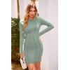 imagePRETTYGARDEN Womens 2024 Fall Bodycon Mini Dresses Casual Long Sleeve Solid Color Short Tight Ladies Party Club Fashion DressGrey Green