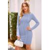 imagePRETTYGARDEN Womens 2024 Fall Bodycon Mini Dresses Casual Long Sleeve Solid Color Short Tight Ladies Party Club Fashion DressLight Blue