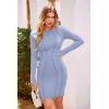 imagePRETTYGARDEN Womens 2024 Fall Bodycon Mini Dresses Casual Long Sleeve Solid Color Short Tight Ladies Party Club Fashion DressLight Blue
