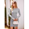 imagePRETTYGARDEN Womens 2024 Fall Bodycon Mini Dresses Casual Long Sleeve Solid Color Short Tight Ladies Party Club Fashion DressLight Grey