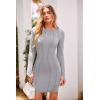 imagePRETTYGARDEN Womens 2024 Fall Bodycon Mini Dresses Casual Long Sleeve Solid Color Short Tight Ladies Party Club Fashion DressLight Grey