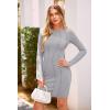 imagePRETTYGARDEN Womens 2024 Fall Bodycon Mini Dresses Casual Long Sleeve Solid Color Short Tight Ladies Party Club Fashion DressLight Grey