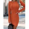 imagePRETTYGARDEN Womens 2024 Fall Bodycon Mini Dresses Casual Long Sleeve Solid Color Short Tight Ladies Party Club Fashion DressOrange