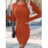 imagePRETTYGARDEN Womens 2024 Fall Bodycon Mini Dresses Casual Long Sleeve Solid Color Short Tight Ladies Party Club Fashion DressOrange