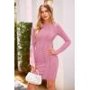imagePRETTYGARDEN Womens 2024 Fall Bodycon Mini Dresses Casual Long Sleeve Solid Color Short Tight Ladies Party Club Fashion DressPink