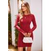 imagePRETTYGARDEN Womens 2024 Fall Bodycon Mini Dresses Casual Long Sleeve Solid Color Short Tight Ladies Party Club Fashion DressRed