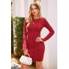 imagePRETTYGARDEN Womens 2024 Fall Bodycon Mini Dresses Casual Long Sleeve Solid Color Short Tight Ladies Party Club Fashion DressRed