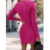imagePRETTYGARDEN Womens 2024 Fall Bodycon Mini Dresses Casual Long Sleeve Solid Color Short Tight Ladies Party Club Fashion DressRose Red