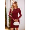 imagePRETTYGARDEN Womens 2024 Fall Bodycon Mini Dresses Casual Long Sleeve Solid Color Short Tight Ladies Party Club Fashion DressWine Red