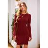imagePRETTYGARDEN Womens 2024 Fall Bodycon Mini Dresses Casual Long Sleeve Solid Color Short Tight Ladies Party Club Fashion DressWine Red