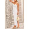 imagePRETTYGARDEN Womens Bodycon Long Dresses Summer Strapless Tube Twist Knot Front Ribbed Knit Maxi Cocktail Dress with SlitBeige White