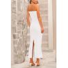 imagePRETTYGARDEN Womens Bodycon Long Dresses Summer Strapless Tube Twist Knot Front Ribbed Knit Maxi Cocktail Dress with SlitBeige White