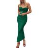 imagePRETTYGARDEN Womens Bodycon Long Dresses Summer Strapless Tube Twist Knot Front Ribbed Knit Maxi Cocktail Dress with SlitGreen