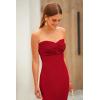 imagePRETTYGARDEN Womens Bodycon Long Dresses Summer Strapless Tube Twist Knot Front Ribbed Knit Maxi Cocktail Dress with SlitRed