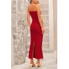 imagePRETTYGARDEN Womens Bodycon Long Dresses Summer Strapless Tube Twist Knot Front Ribbed Knit Maxi Cocktail Dress with SlitRed