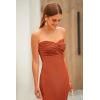imagePRETTYGARDEN Womens Bodycon Long Dresses Summer Strapless Tube Twist Knot Front Ribbed Knit Maxi Cocktail Dress with SlitRust Red