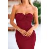 imagePRETTYGARDEN Womens Bodycon Long Dresses Summer Strapless Tube Twist Knot Front Ribbed Knit Maxi Cocktail Dress with SlitWine Red