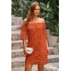 imagePRETTYGARDEN Womens Summer Off Shoulder Vintage Floral Lace Flare Short Sleeve Loose Elegant Mini DressBrick Red