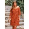 imagePRETTYGARDEN Womens Summer Off Shoulder Vintage Floral Lace Flare Short Sleeve Loose Elegant Mini DressBrick Red