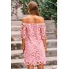 imagePRETTYGARDEN Womens Summer Off Shoulder Vintage Floral Lace Flare Short Sleeve Loose Elegant Mini DressPink