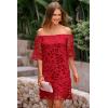 imagePRETTYGARDEN Womens Summer Off Shoulder Vintage Floral Lace Flare Short Sleeve Loose Elegant Mini DressRed