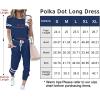 imagePRETTYGARDEN Women Summer Two Piece Outfits Striped Short Sleeve Pullover and Long Pants Tracksuit Travel Pajama Lounge SetDark Blue
