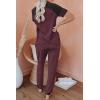 imagePRETTYGARDEN Women Summer Two Piece Outfits Striped Short Sleeve Pullover and Long Pants Tracksuit Travel Pajama Lounge SetZwine Red