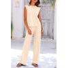 imagePRETTYGARDEN Womens 2 Piece Outfits Knit Loungewear High Low Pullover Tops and Wide Leg Pants Casual Sweater Sets TracksuitsApricot